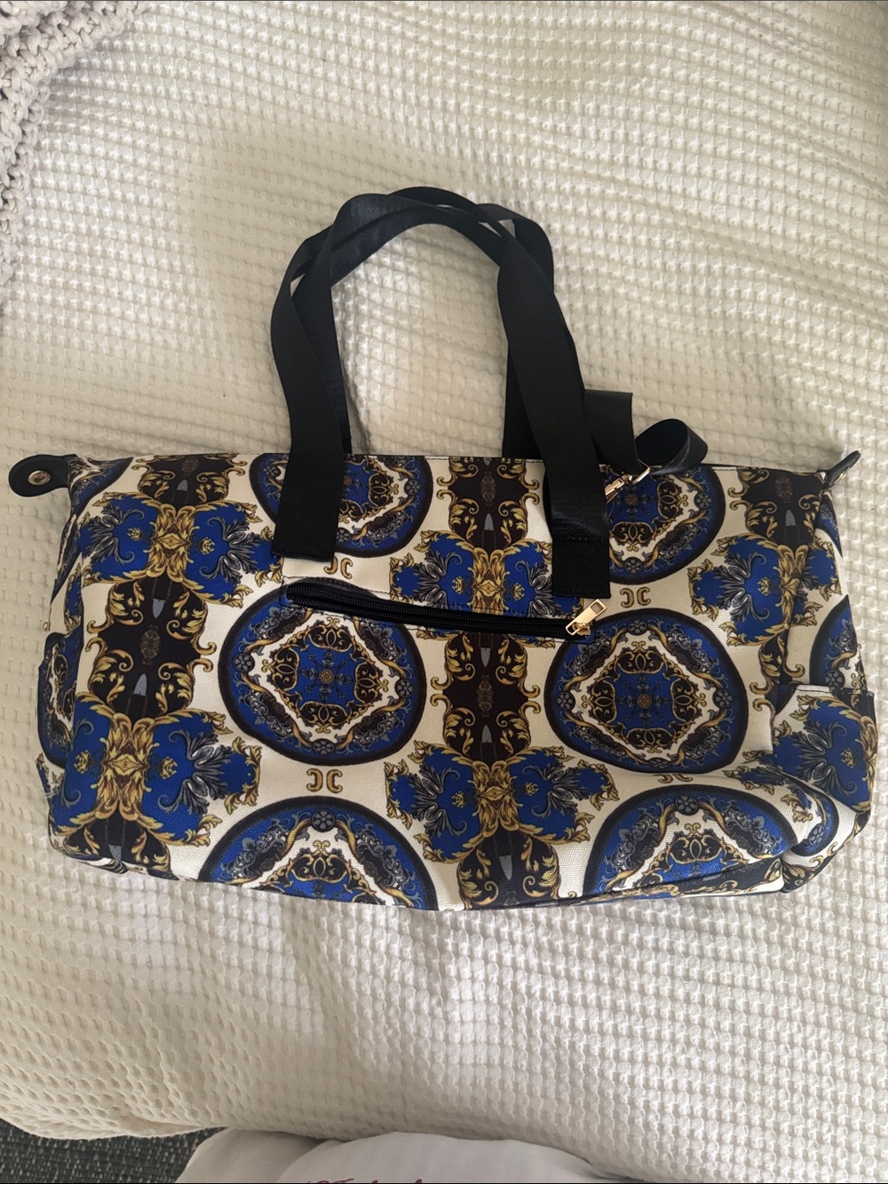Alice + Olivia Blue, Gold & Black Patterned Travel Tote